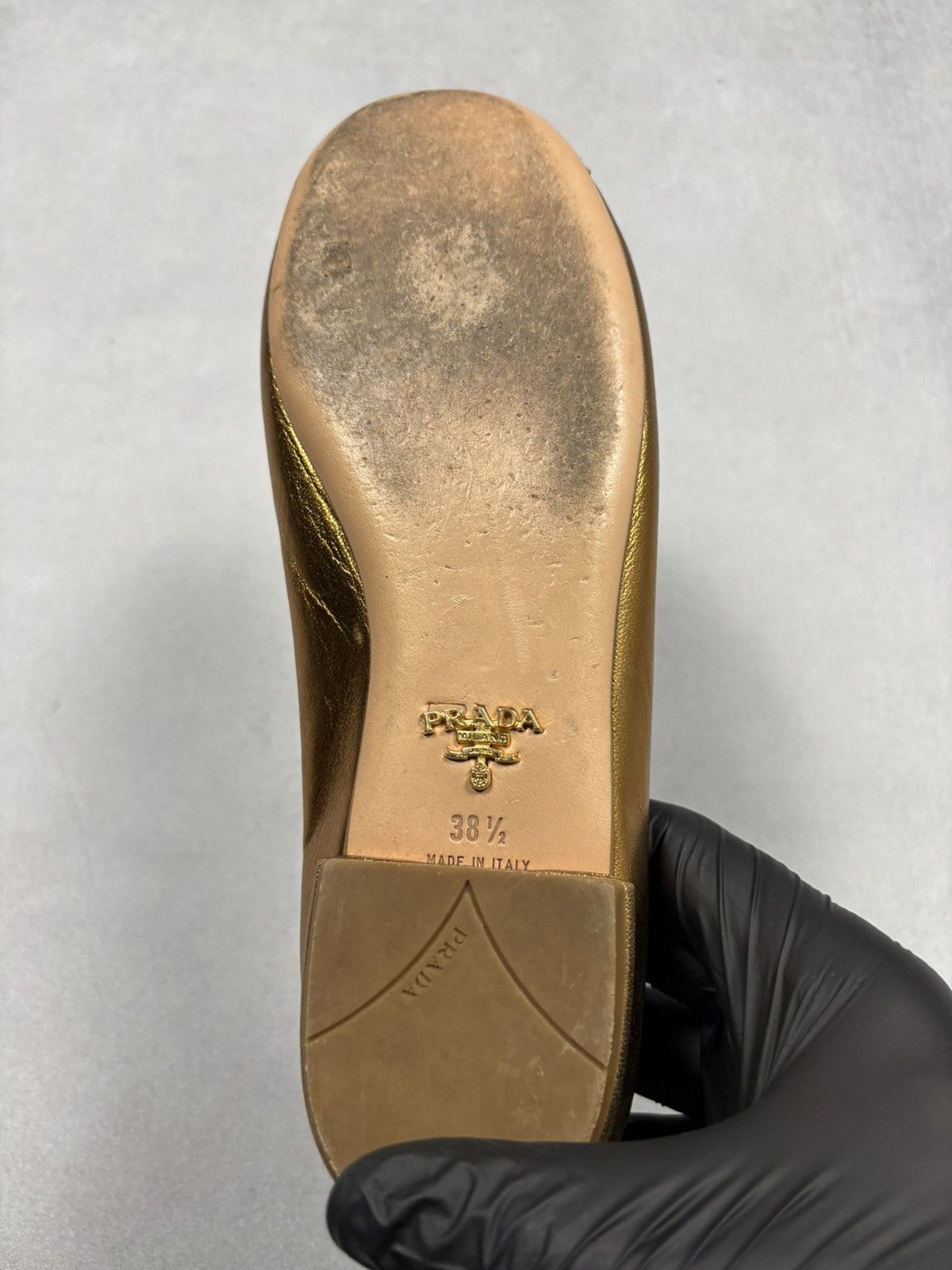 Prada Archive Prada Milano Metallic Gold Ballet Flats 38.5 Vintage Size US 8.5 / IT 38.5 - 17 Thumbnail