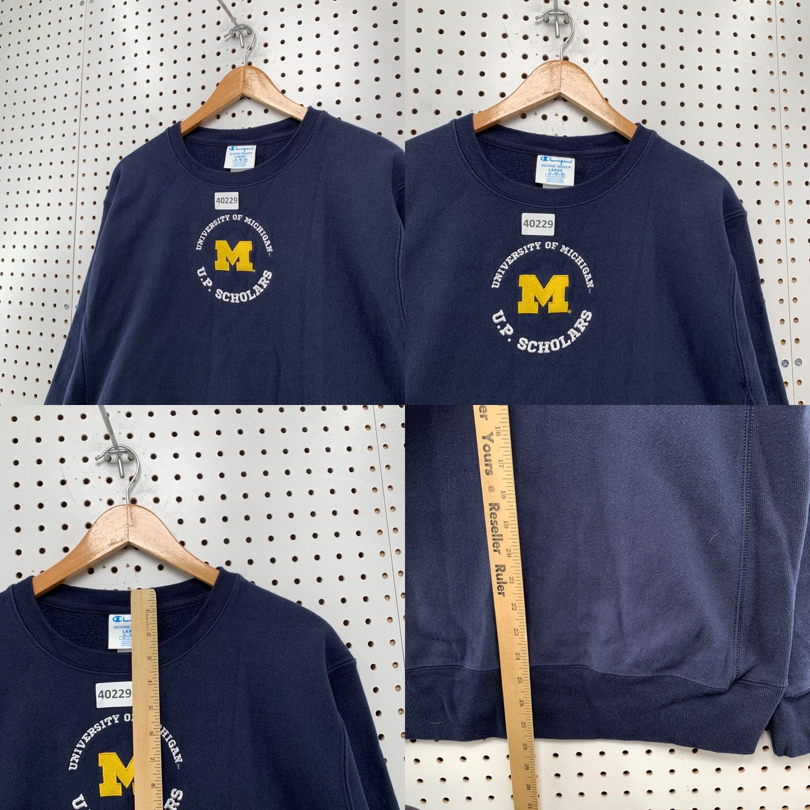 Champion Michigan UP Scholars Crewneck Sweatshirt Mens Large Blue Reverse Weave 23x28 Size US L / EU 52-54 / 3 - 8 Thumbnail