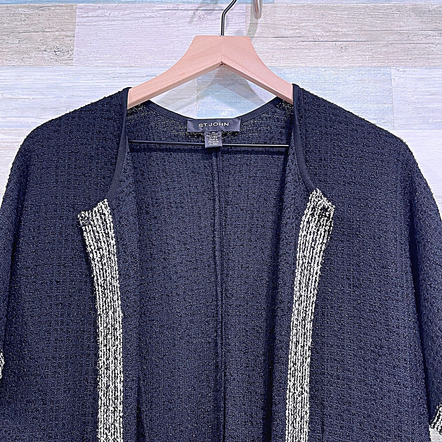 St. John ST JOHN Textured Knit Wool Blend Duster Black Womens XL Size XL / US 12-14 / IT 48-50 - 2 Thumbnail