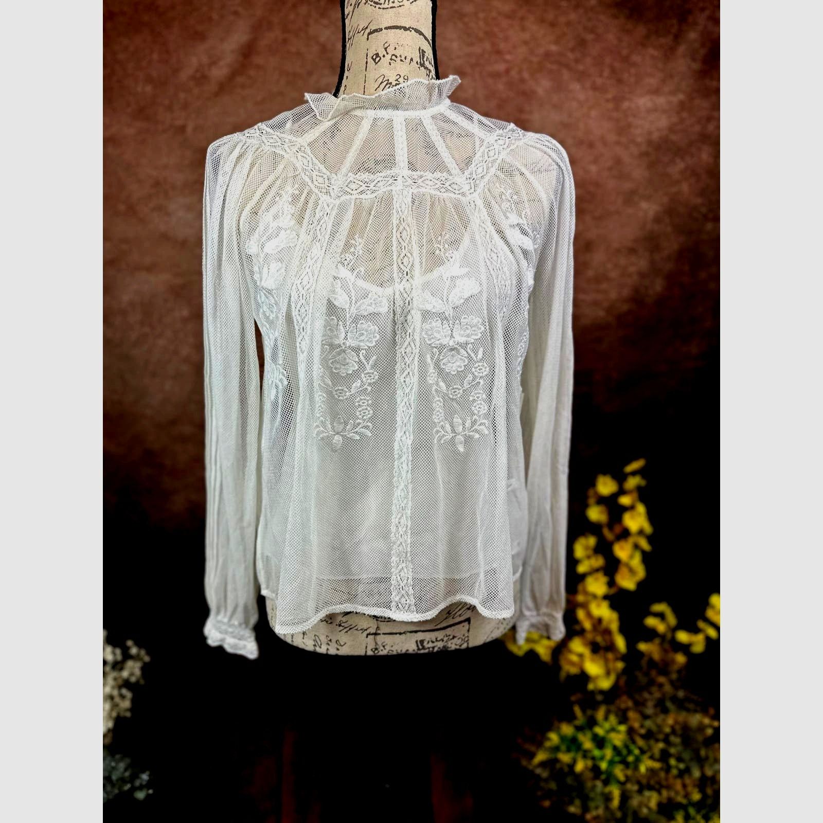 Other St Roche Ruffle Lace Embroidered Flores Top White Size 4 Size S / US 4 / IT 40 - 7 Thumbnail