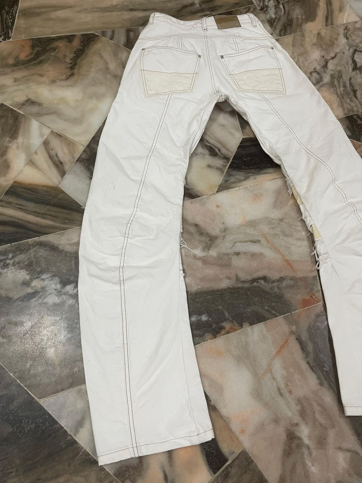 POST ARCHIVE FACTION (PAF) CARNET ARCHIVE - HUMAN-SHELL DESTROYED TROUSERS WHITE Size US 27 - 18 Thumbnail
