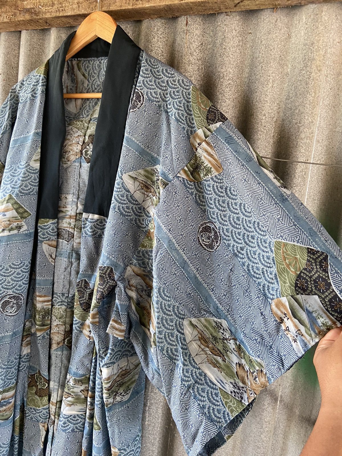 Komono Vintage Japanese Haori Mountain Landscape Silk Kimono Size US M / EU 48-50 / 2 - 5 Thumbnail