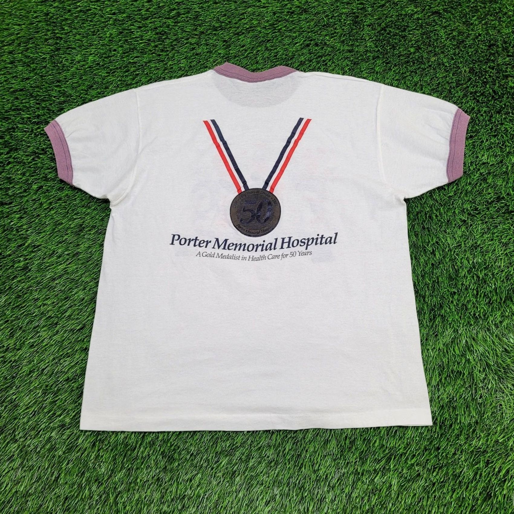 TEE JAYS VINTAGE Marathon Shirt Women XL 21x24 Popcorn Panic race Shirt Woman XL White Ringer 1989 80s USA Running Casual Graphic Print 90s Decade Size XL / US 12-14 / IT 48-50 - 2 Thumbnail