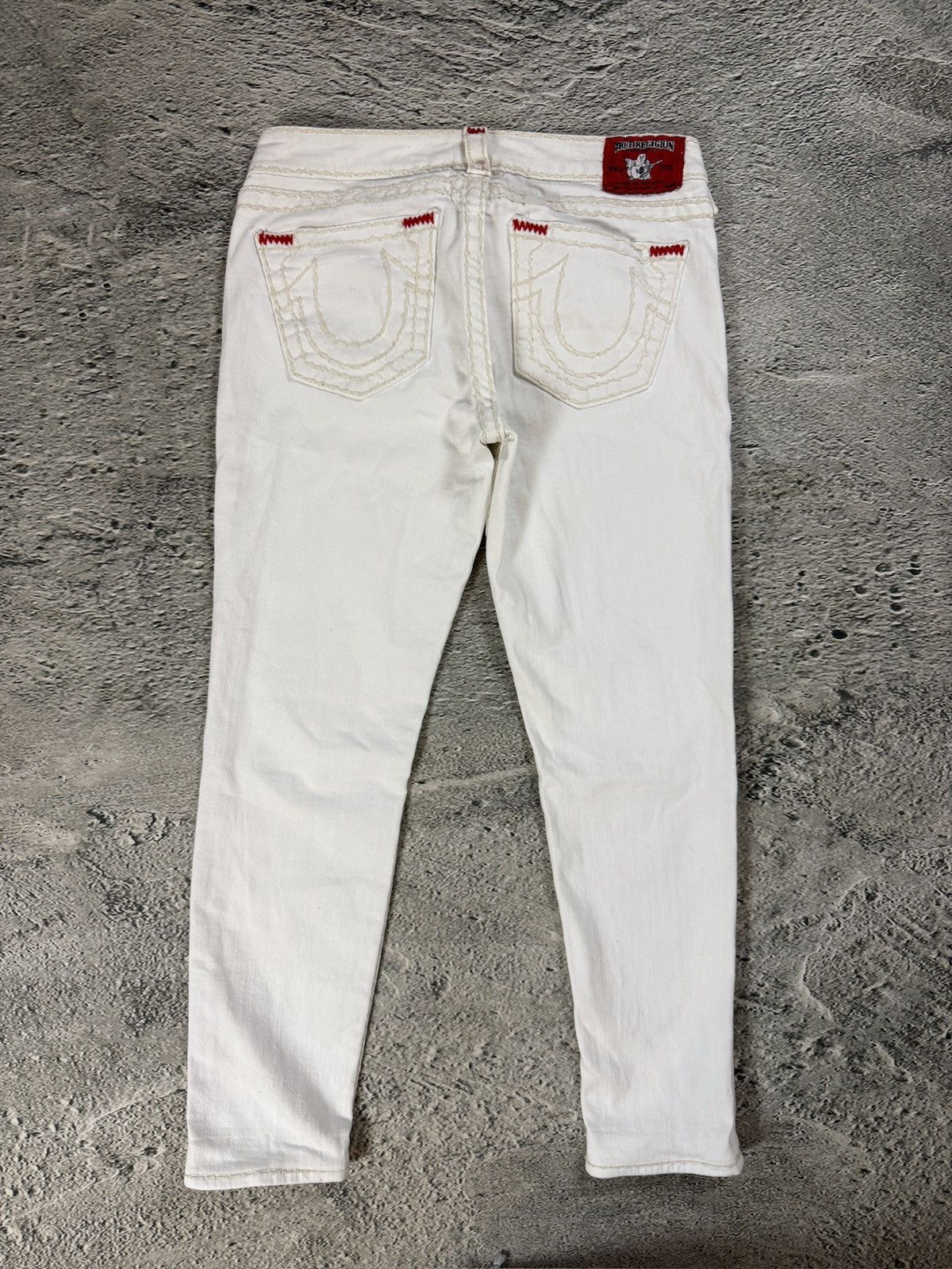 True Religion True Religion vintage white jeans slim Stella red stitching Size 31" - 1 Thumbnail