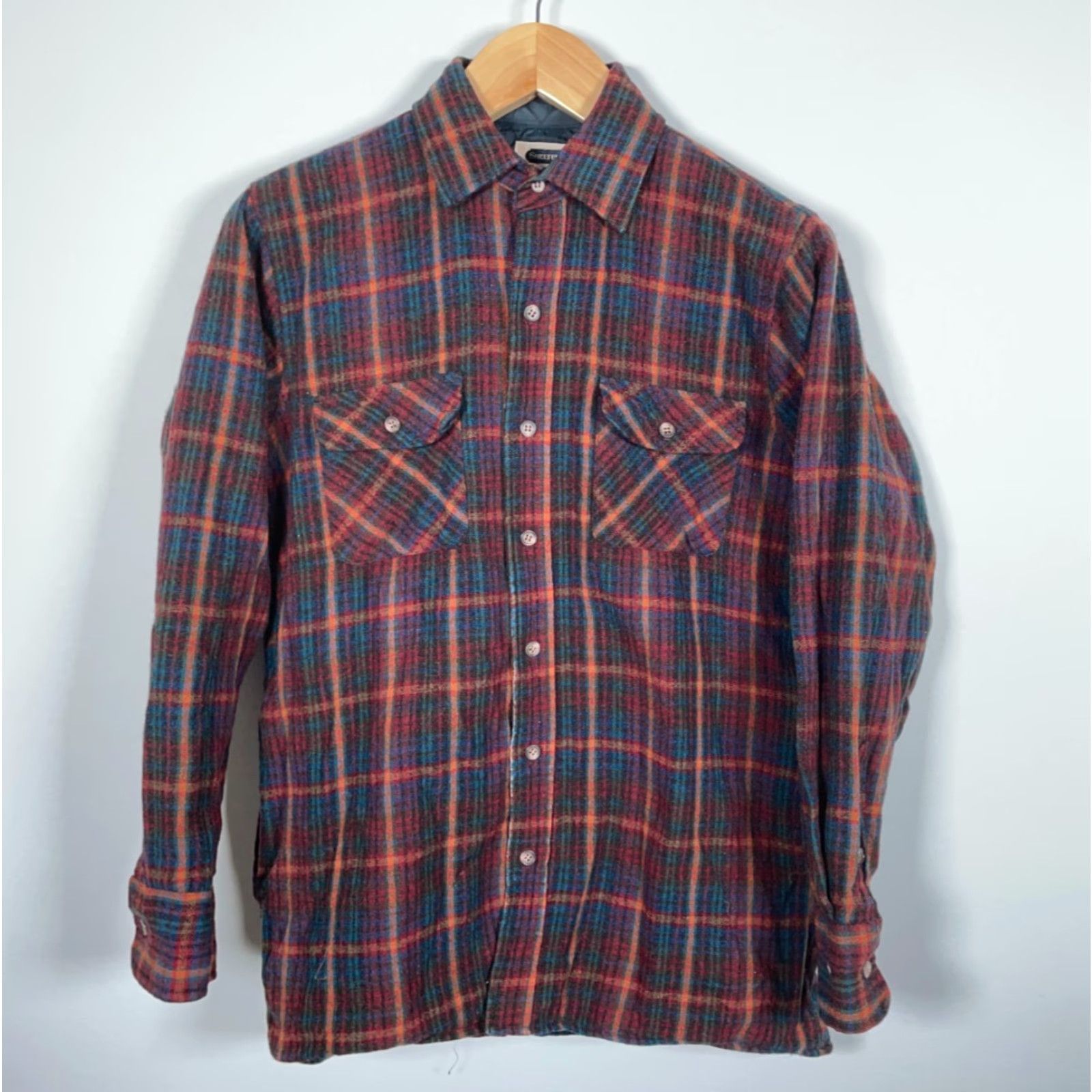 Arrow VINTAGE Arrow Wool Flannel Shirt Jacket Men Medium Red Blue Plaid Lightweight Shacket Size US M / EU 48-50 / 2 - 2 Thumbnail