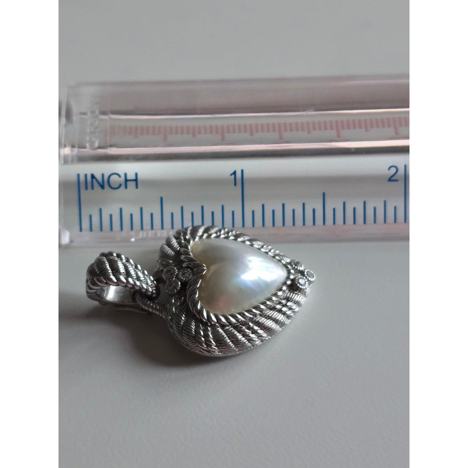 Judith Ripka Judith Ripka Pearl Heart Pendant in Sterling Silver Size ONE SIZE - 3 Thumbnail