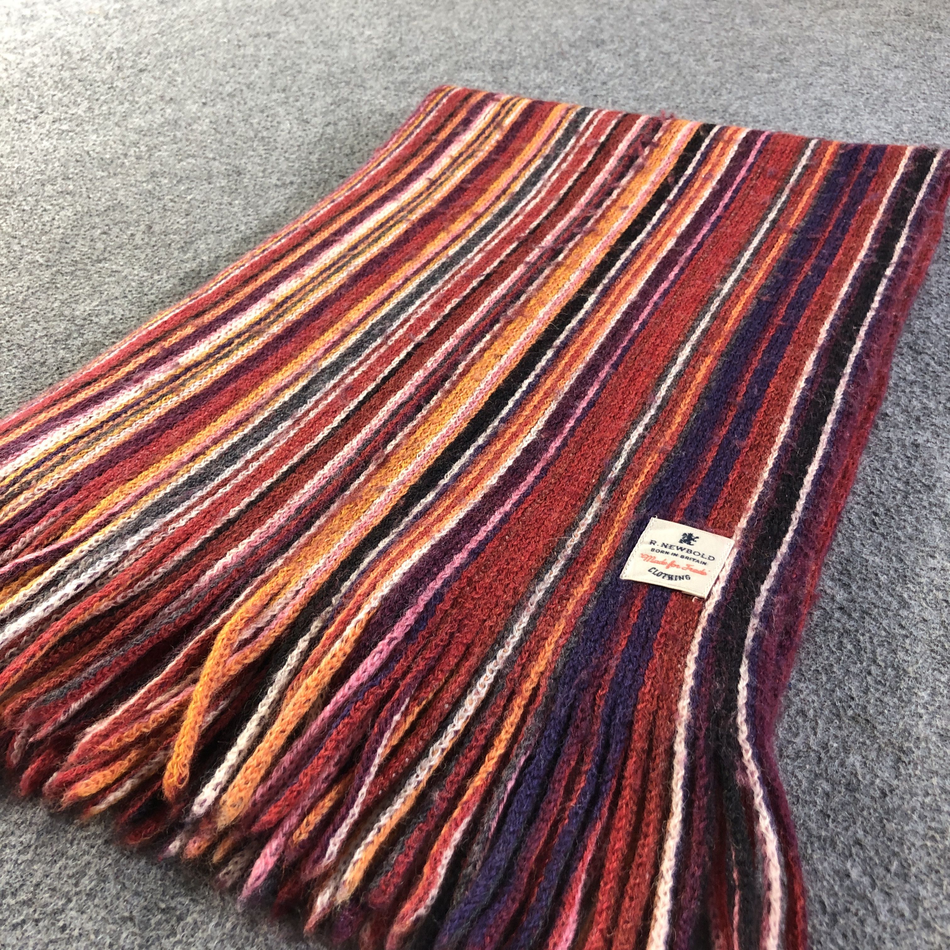 R.Newbold R.Newbold Striped Wool Scarf Muffler Neckwear V2791 Size ONE SIZE - 2 Thumbnail