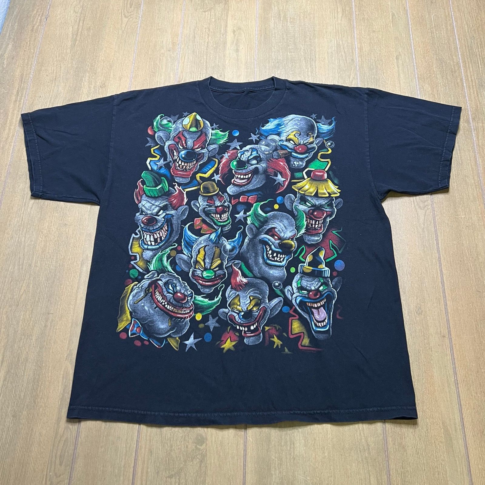 Liquid Blue Y2K Liquid Blue Clown Pattern AOP T-Shirt Sz L/XL Black 2011 Size US L / EU 52-54 / 3 - 1 Thumbnail