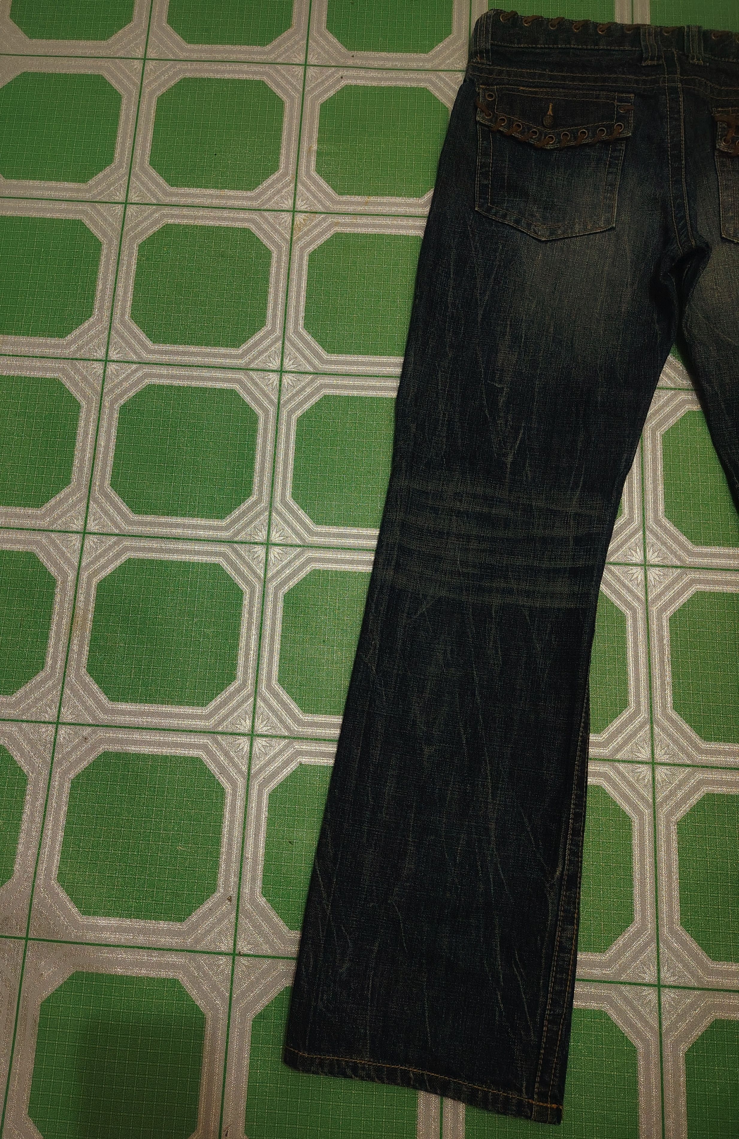 Who Decides War Japanese Army of no! Lace Waist & pocket Flared Jeans Size US 33 - 14 Thumbnail