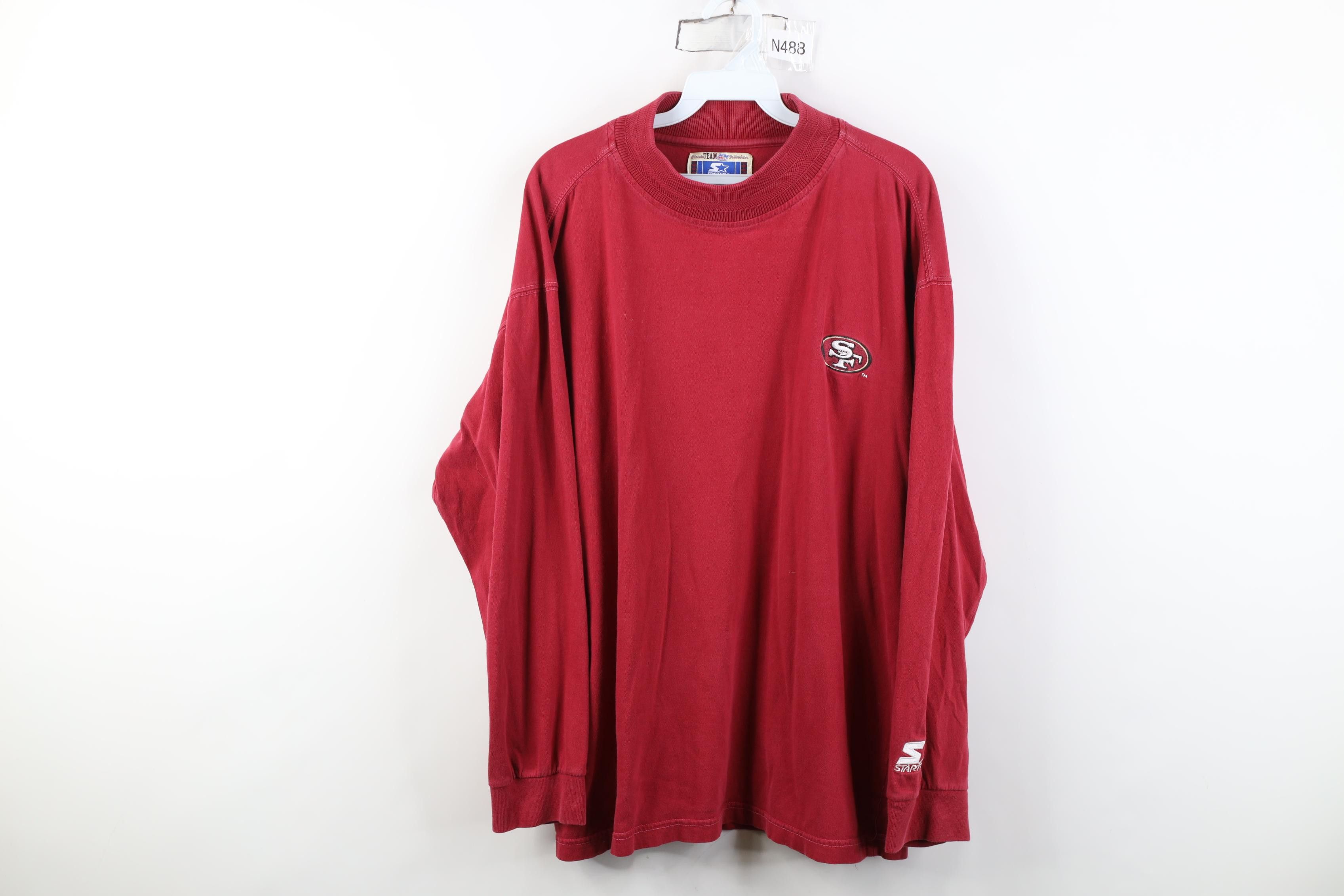 Starter Vintage 90s Starter San Francisco 49ers Mock Neck T-Shirt Size US L / EU 52-54 / 3 - 1 Thumbnail