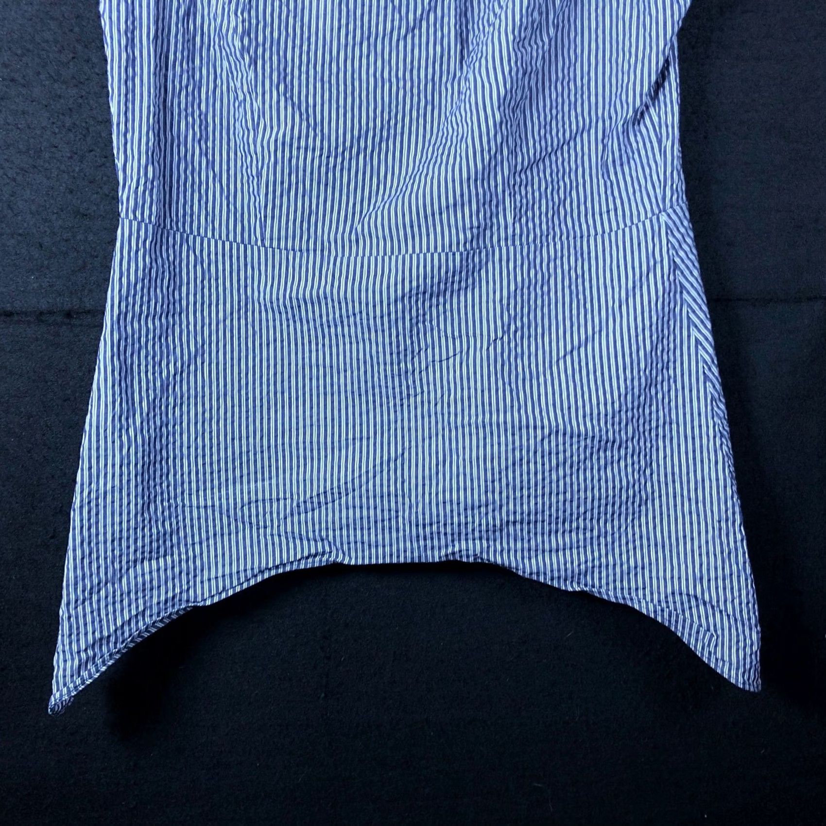 Vintage CAbi Blouse Blue White Striped Crew Flutter Lace Sleeve Peplum Stretch S Womens Shirt Size S / US 4 / IT 40 - 3 Thumbnail