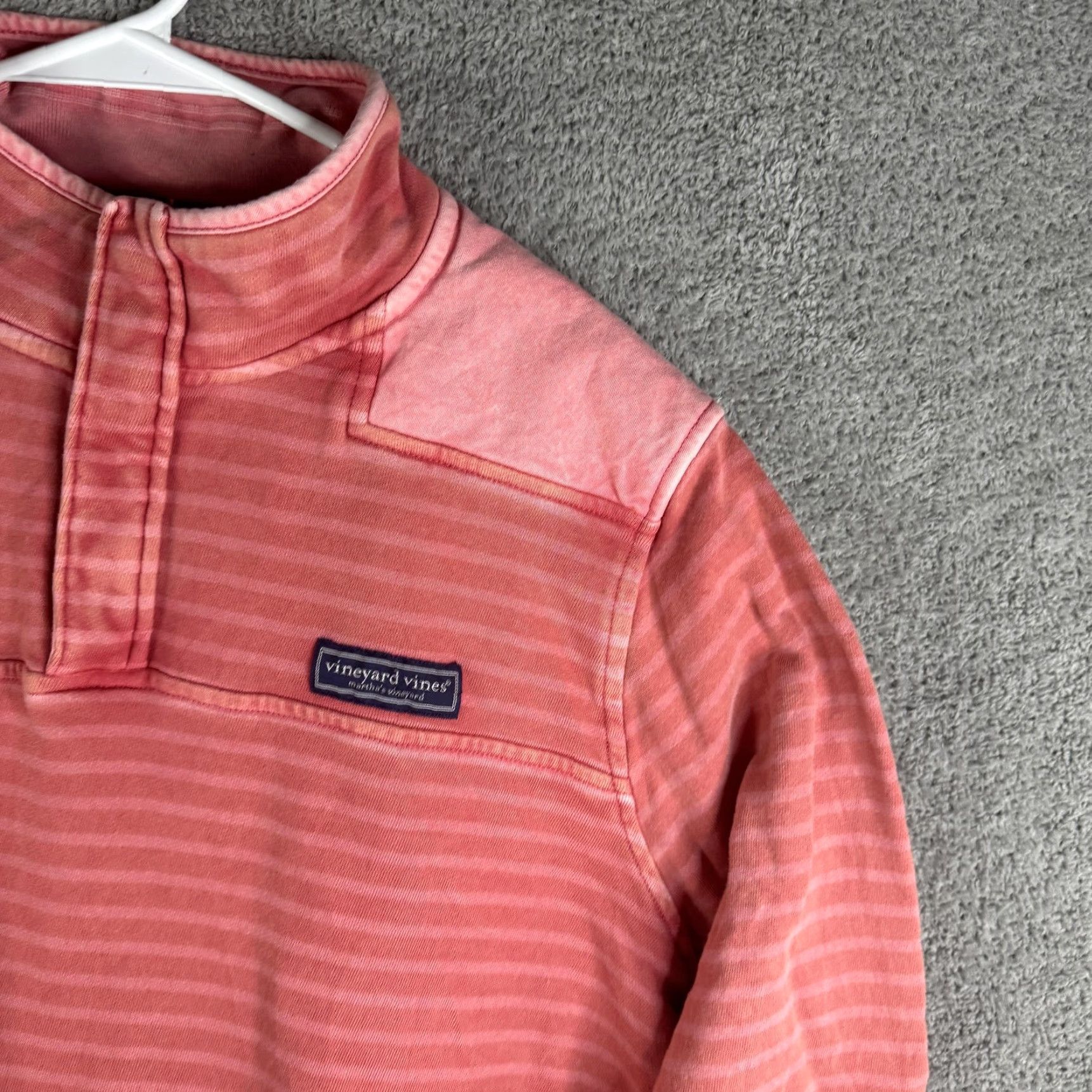 Vineyard Vines Vineyard Vines Sweatshirt Mens Large Pink Striped Mock Neck Snap Shep Shirt Size US L / EU 52-54 / 3 - 4 Thumbnail