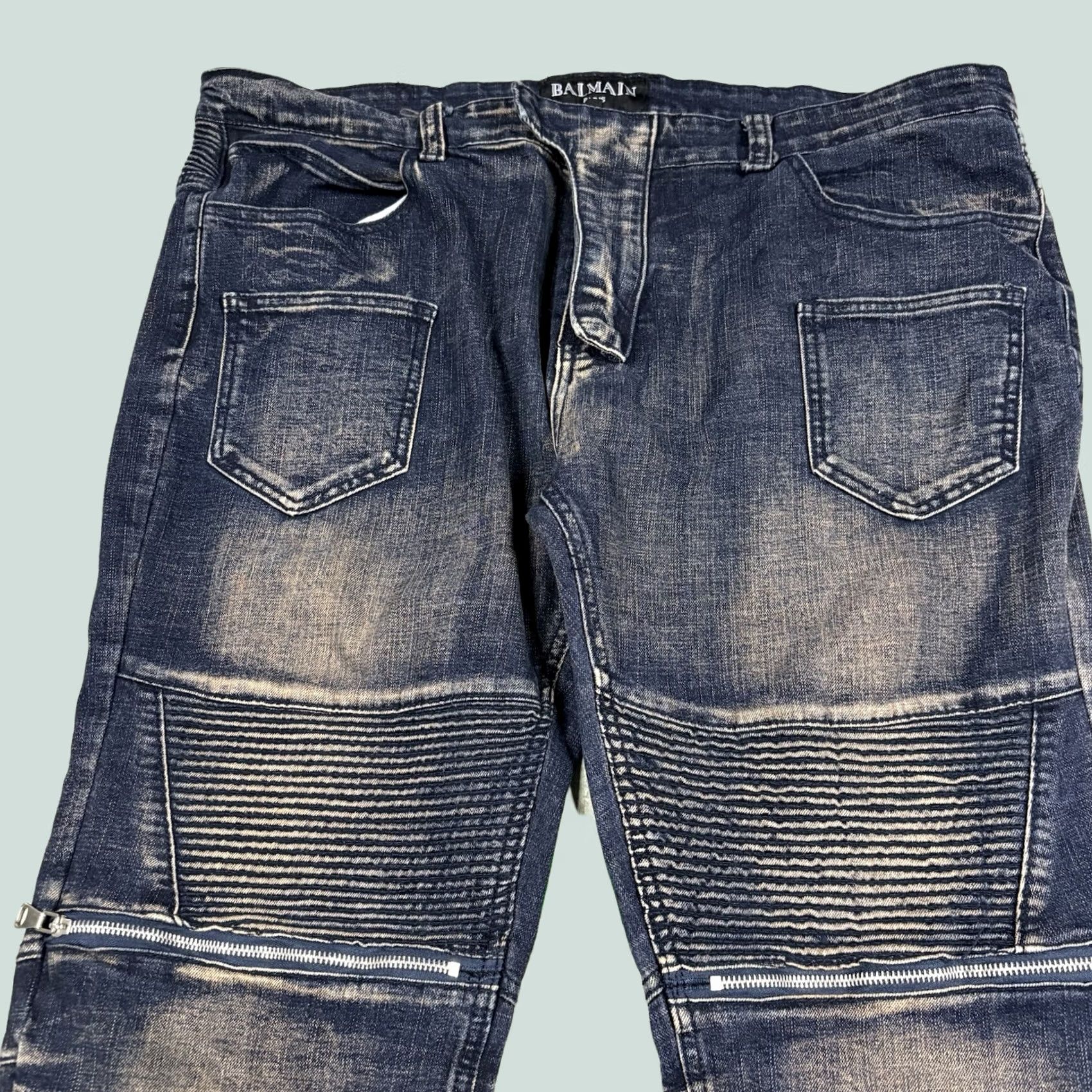BALMAIN PARIS biker denim pants 34 Pierre Balmain Cotton Biker 