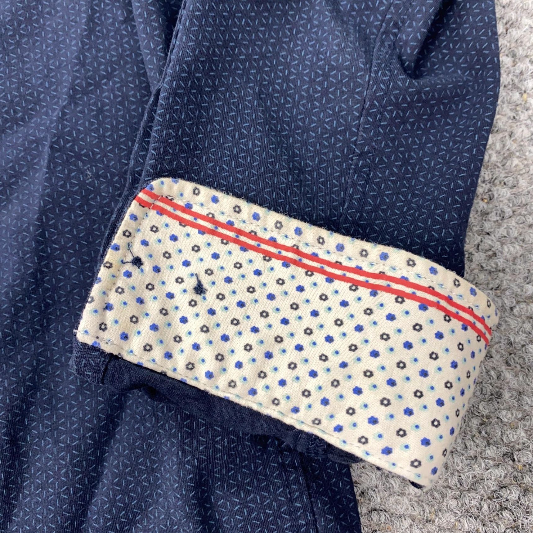 Vintage Buttercloth Mens XL Tall Fit Stretch Button-Up Shirt Blue Geometric Long Sleeve Size US XL / EU 56 / 4 - 2 Thumbnail