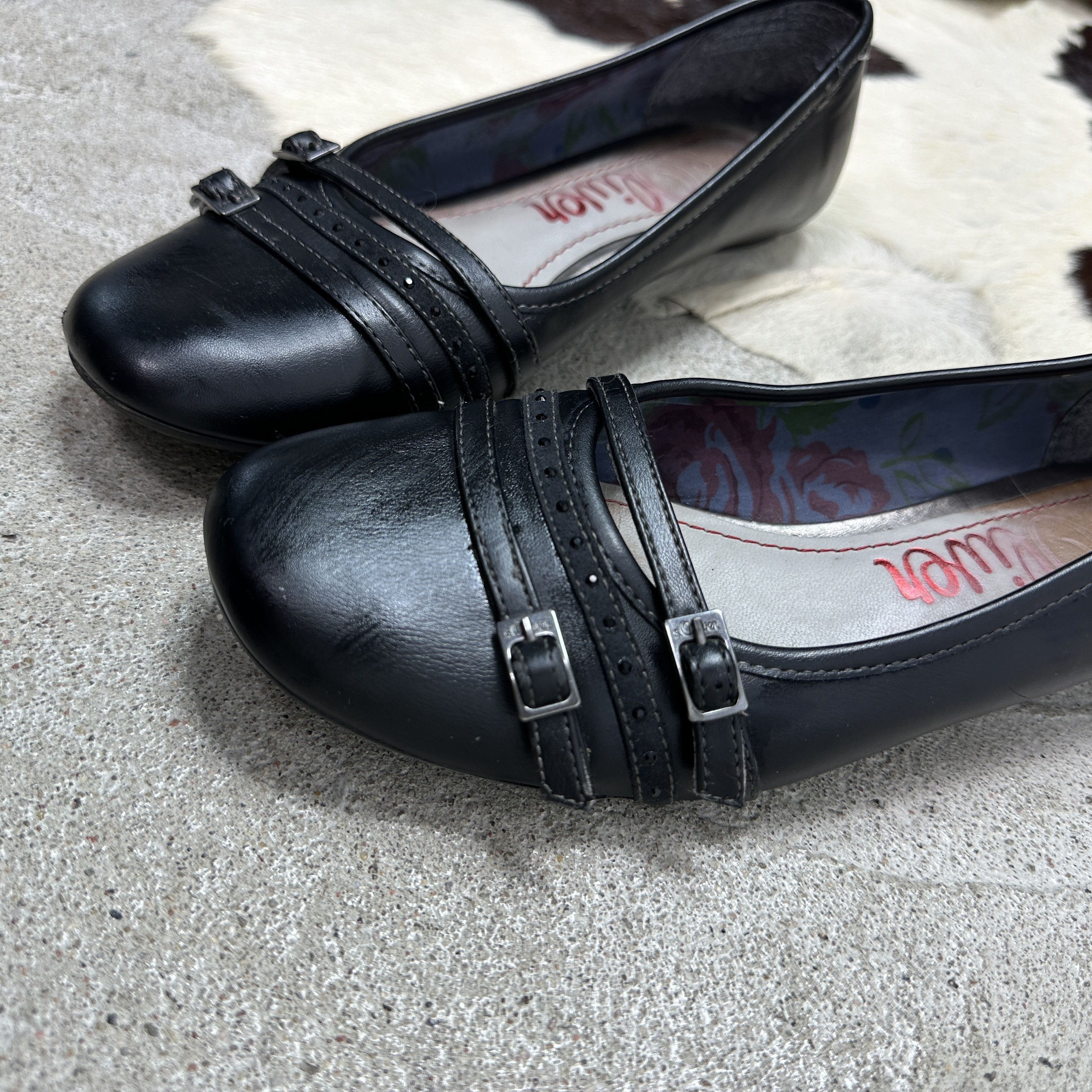 Vintage Vintage Avant Garde Leather Buckled Ballet Flats Y2K Size US 9 / IT 39 - 3 Thumbnail