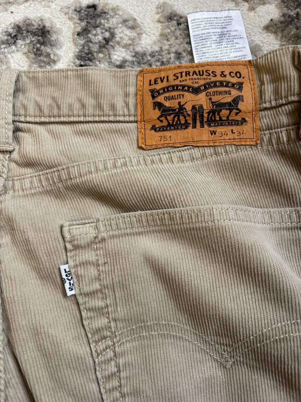 Levi's Levi’s 751 Corduroy Pants W34 L34 Beige Vintage Size US 34 / EU 50 - 9 Thumbnail