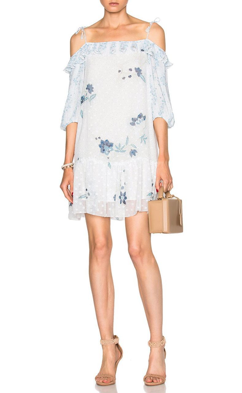 See by Chloe See by Chloé White Blue Floral Mini Dress EU 36 Size S / US 4 / IT 40 - 1 Thumbnail