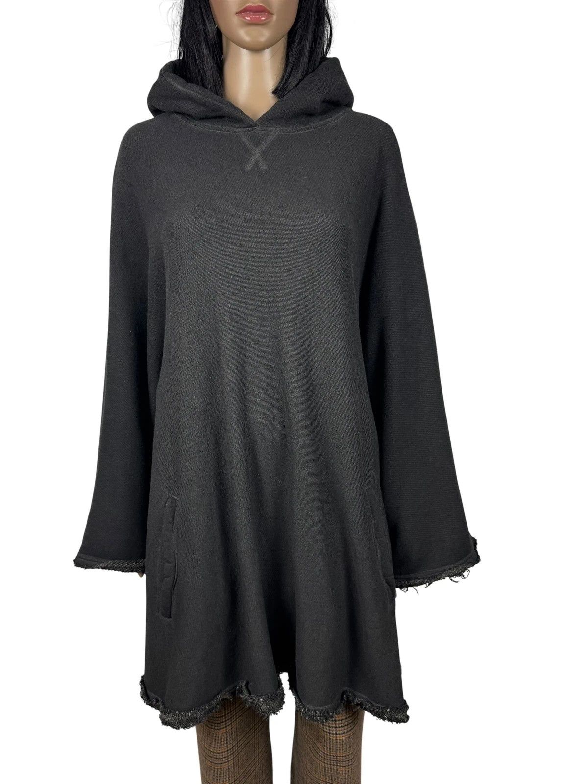 hannes roether Hannes Roether Poncho Hooded Cotton Garment Dyed One Size Size ONE SIZE - 3 Thumbnail