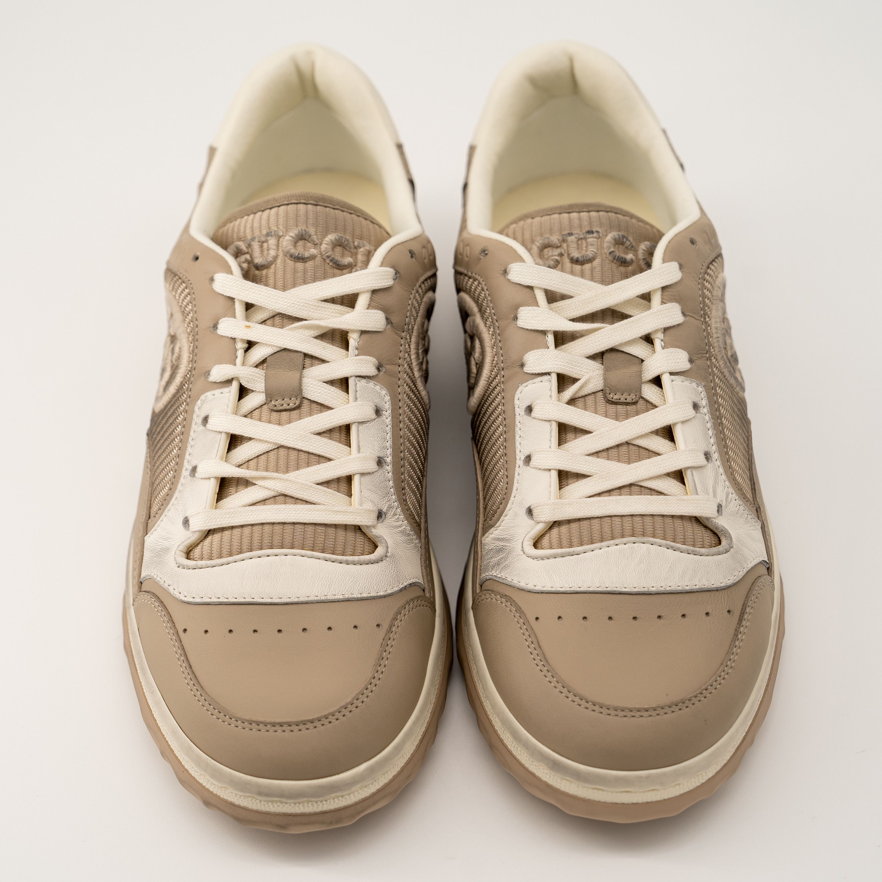 Gucci 12G Gucci MAC80 Beige White Leather Sneakers Distressed Size US 12.5 / EU 45-46 - 3 Thumbnail