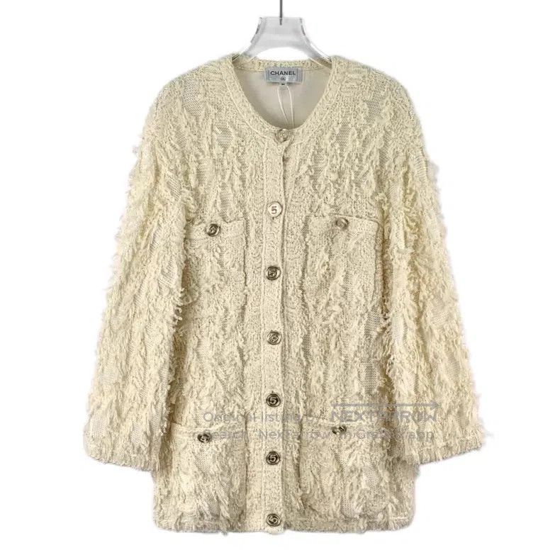 Chanel Chanel Beige tassel cotton round-neck single-breasted long Size XS / US 0-2 / IT 36-38 - 1 Thumbnail