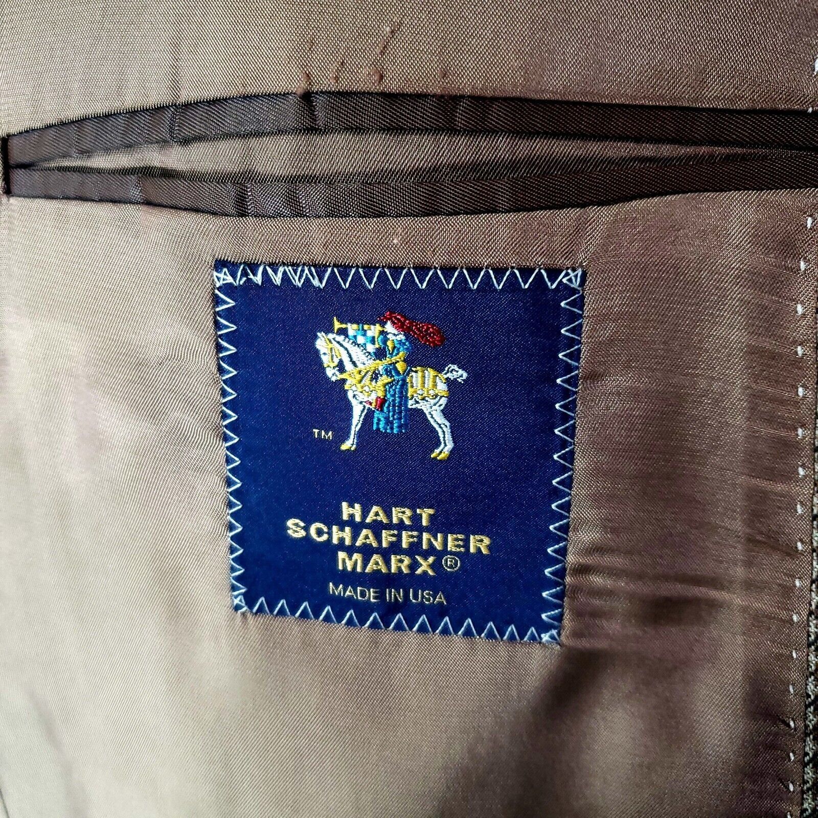 Hart Schaffner Marx Hart Schaffner Marx Wool 2 Button Sport Coat 46R Brown Plaid Size 46R - 7 Thumbnail