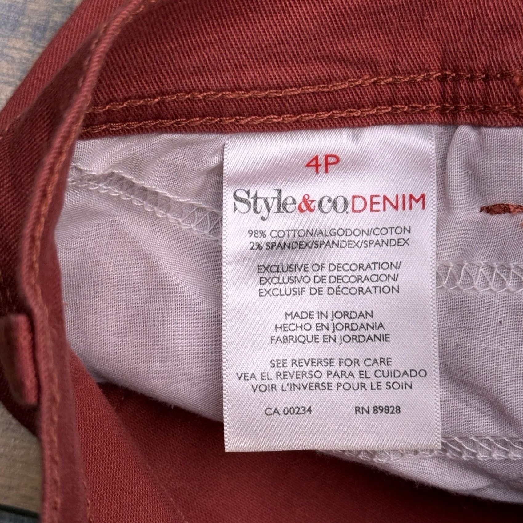 Vintage Style&co Slim Leg Jeans Womens 4 Petite Red High Rise Stretch New Size 27" / US 4 / IT 40 - 6 Thumbnail