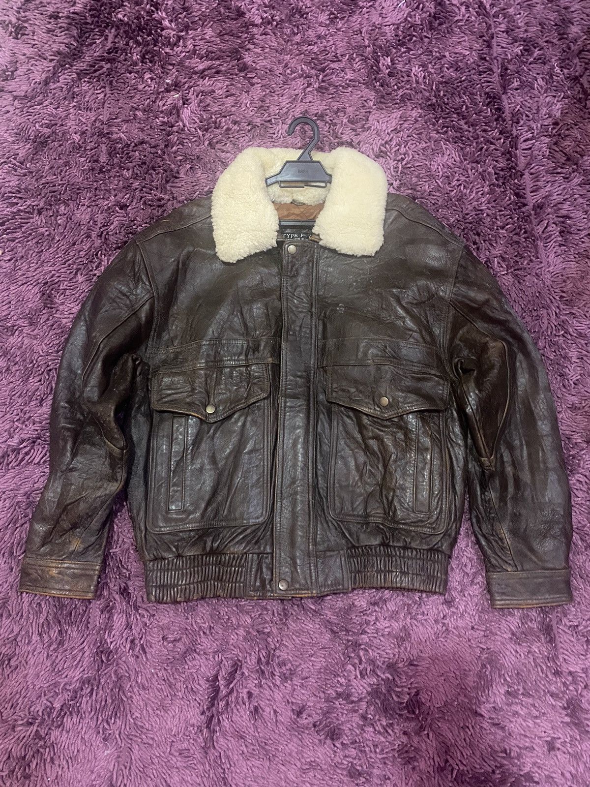 Vintage Vintage Sheepskin Flight US Military Leather Jacket Type F7 Grailed