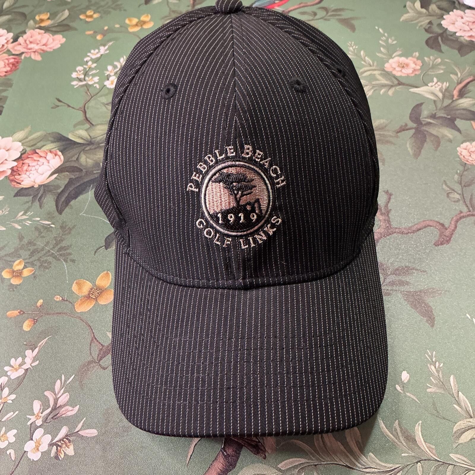 Lone Cypress By Pebble Beach Pebble Beach Golf Links Adjustable Hat Cap Black Pinstripe Size ONE SIZE - 2 Thumbnail