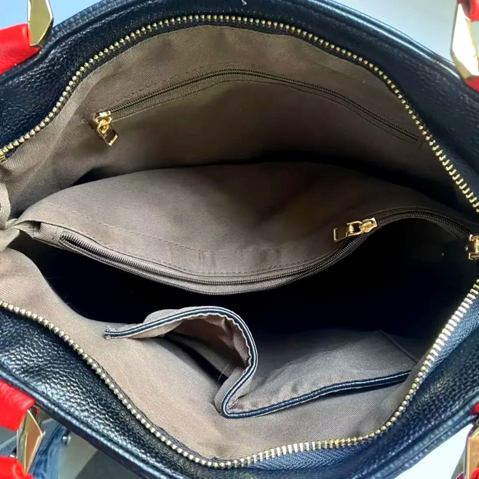 Other Genuine Leather Letter Embossed Tote Bag - Black/Red Size ONE SIZE - 6 Thumbnail