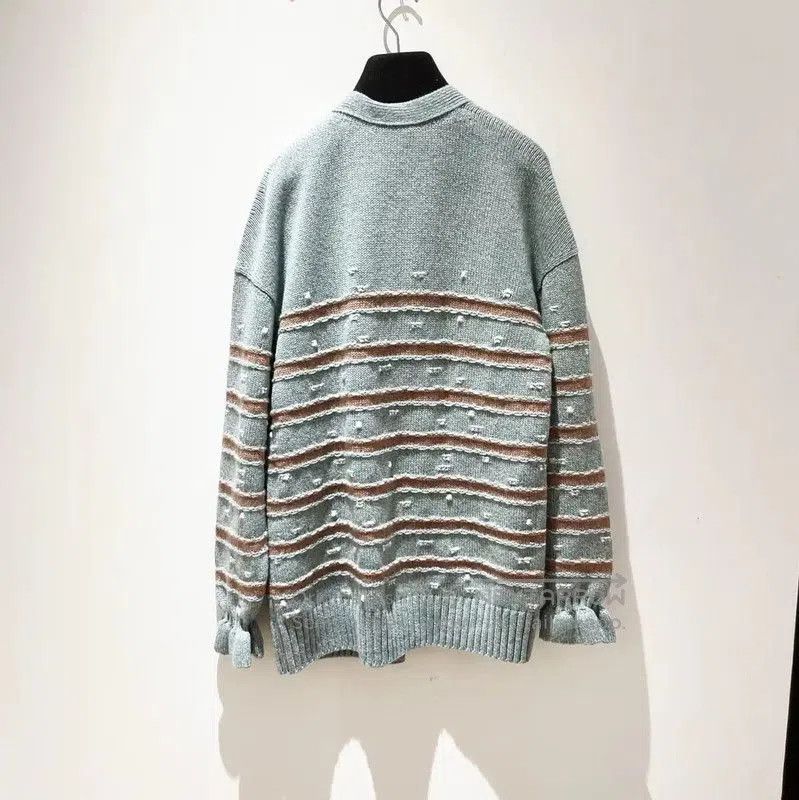 Chanel Chanel Green Cashmere Cardigan with Stripes . Size S / US 4 / IT 40 - 2 Thumbnail