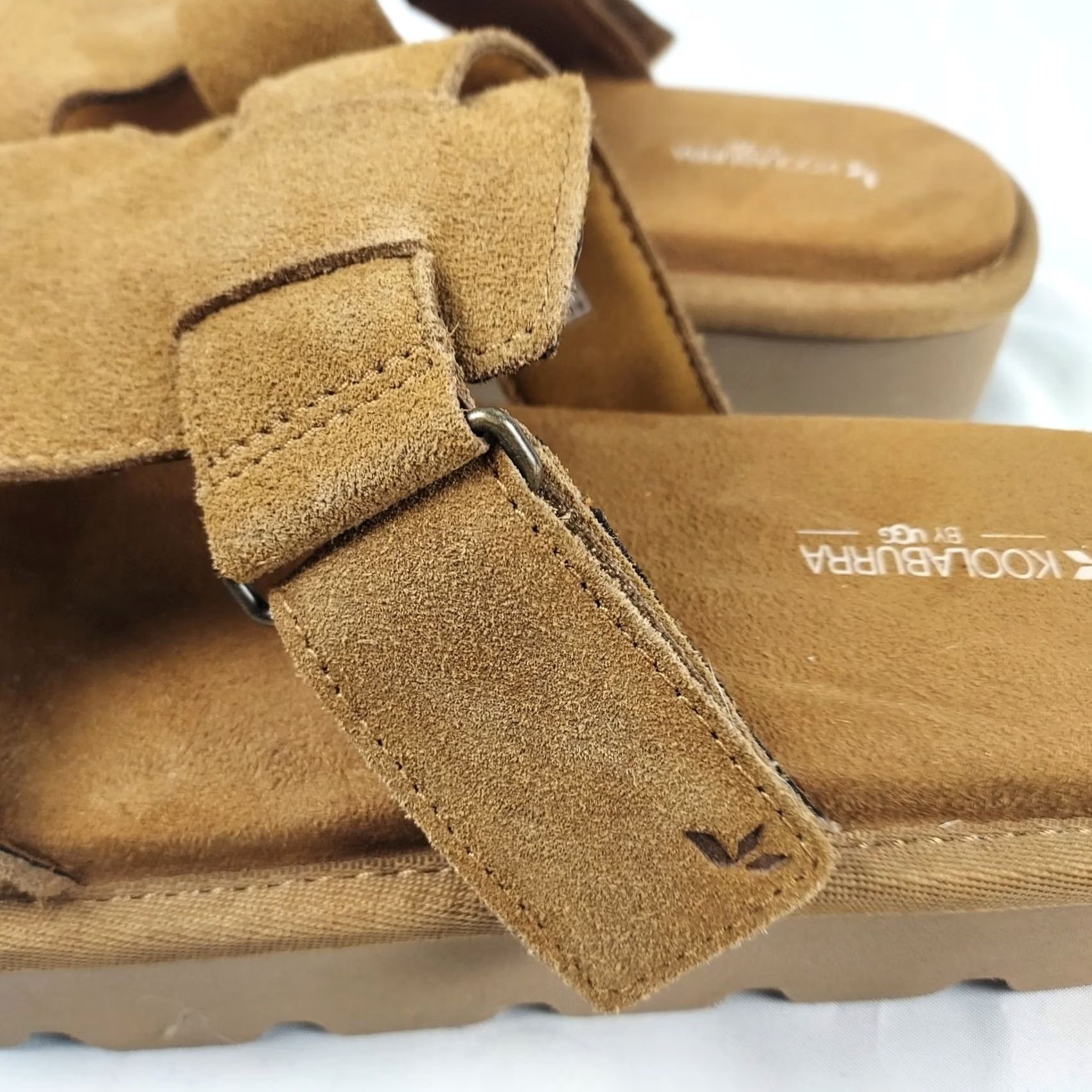 Ugg Koolaburra By UGG Slide Sandals Womens 11 Brown Suede Slip On Platform Casual Walking Logo Sandal Size US 9 / IT 39 - 5 Thumbnail