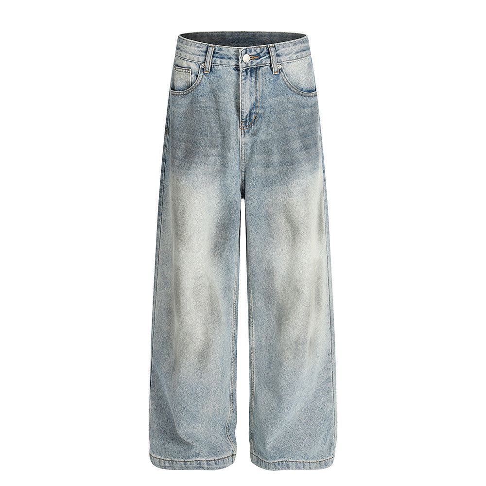 Vintage American retro wide-leg loose distressed jeans for men Size US 32 / EU 48 - 1 Thumbnail