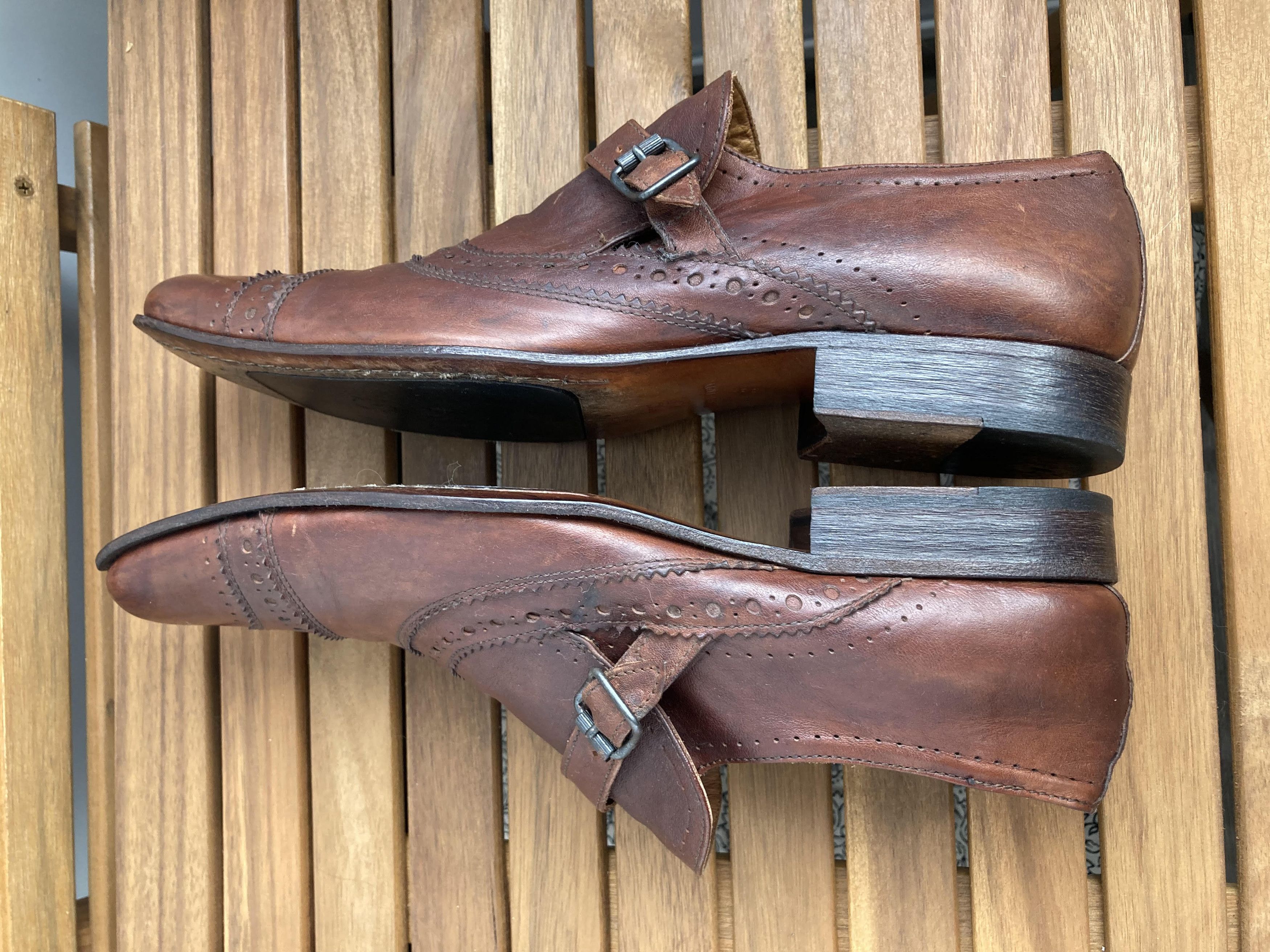 MoMA VTG MOMA Loafer Monk Strap Shoes Brown Leather Buckle Size US 10 / EU 43 - 5 Thumbnail
