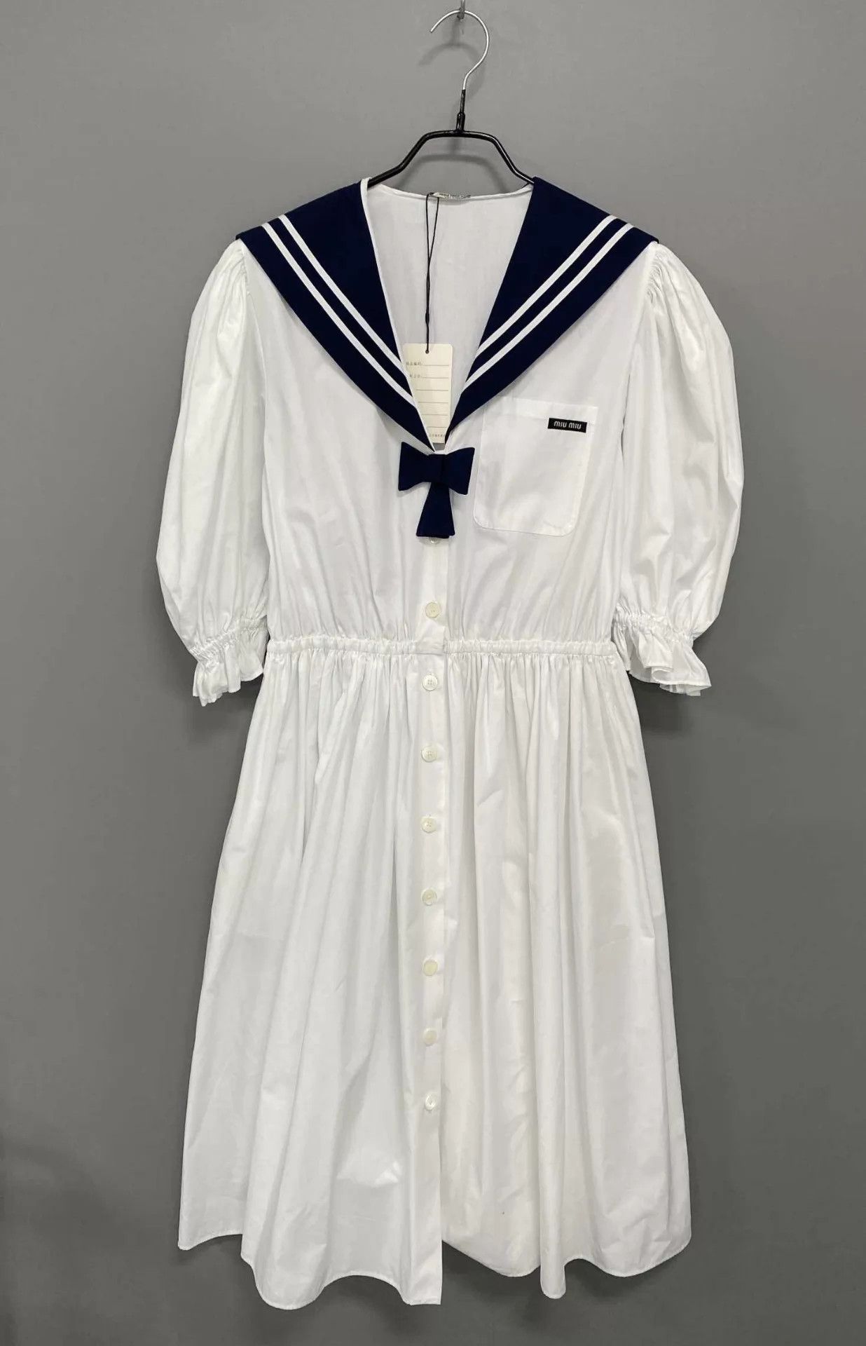 Miu Miu MIU MIU Navy Collar Embroidered Logo Dress 40 Size S / US 4 / IT 40 - 1 Thumbnail