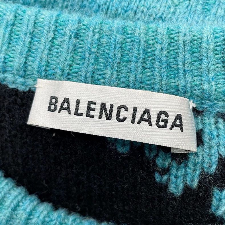 Balenciaga Balenciaga size 36 Blue Full Print Logo Sweater Size S / US 4 / IT 40 - 5 Thumbnail