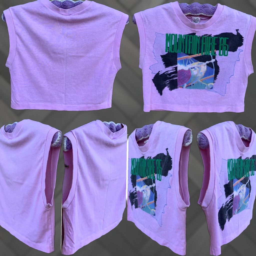 Vintage VINTAGE Mountain Aire ‘85 Crop Top Muscle Tee M Pink 1980s Rock N Gear Productions T-Shirt Womens Size M / US 6-8 / IT 42-44 - 1 Thumbnail