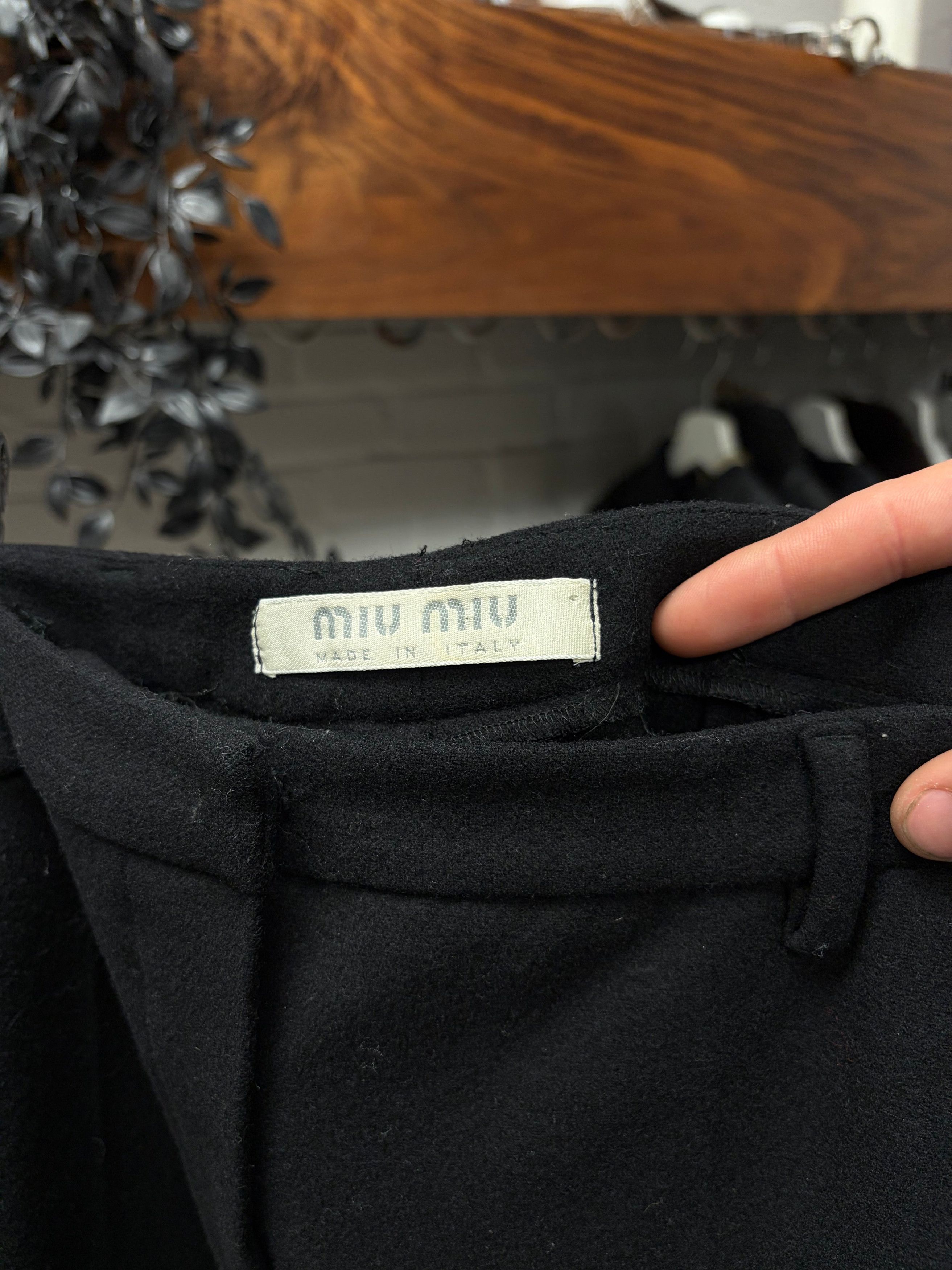Miu Miu Vintage Miu Miu Black Wool Pleated Straight Leg Trousers Size 30" / US 8 / IT 44 - 2 Thumbnail