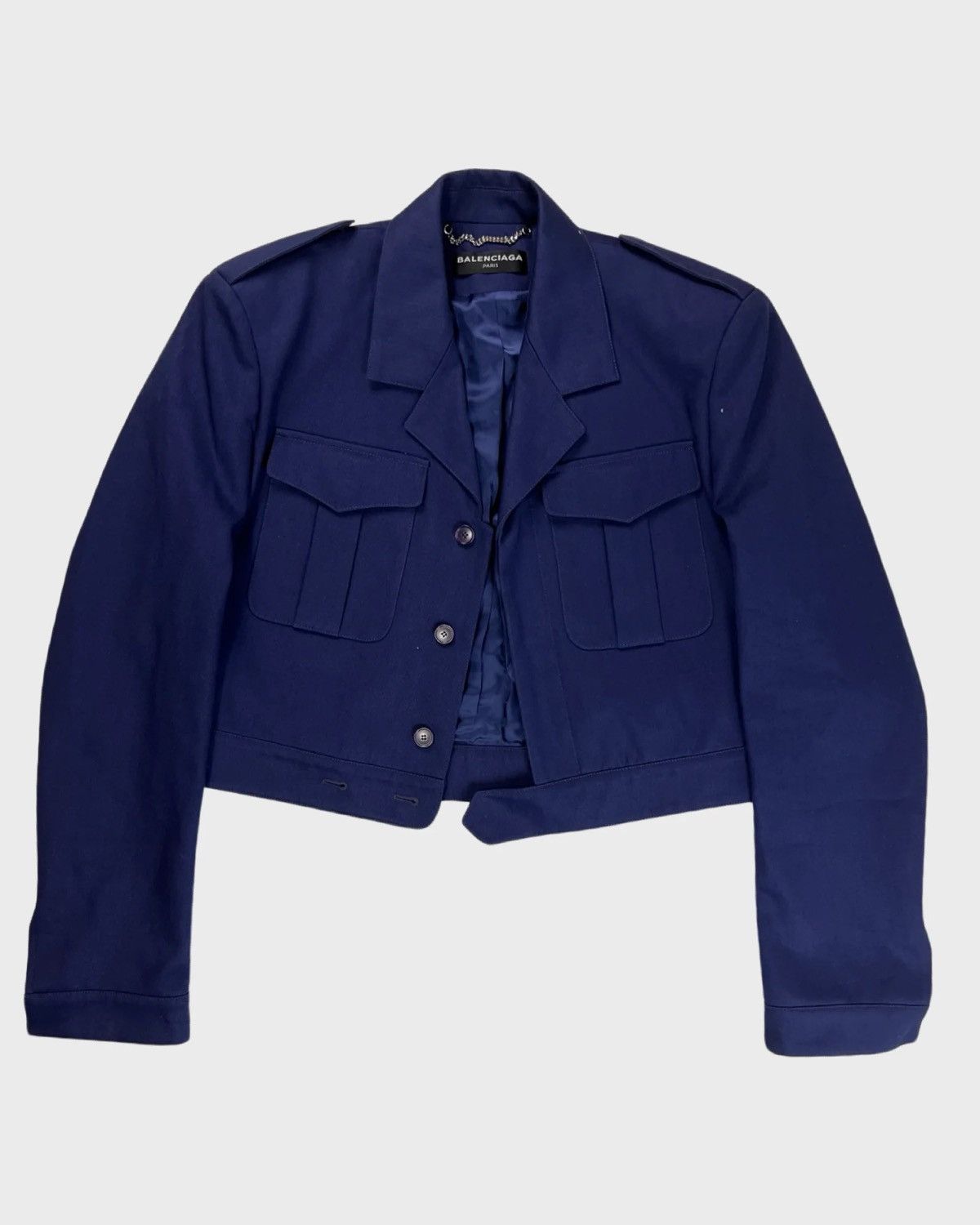 Balenciaga BALENCIAGA SS17 RUNWAY CROPPED MILITARY OFFICER JACKET BLUE Size US S / EU 44-46 / 1 - 2 Thumbnail