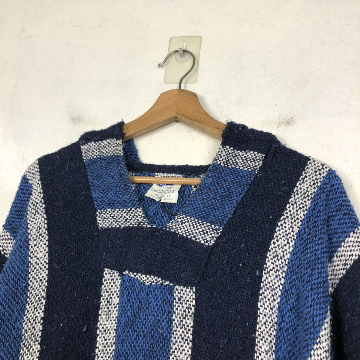 Japanese Brand 🔥VINTAGE BAJA HOODIE STRIPED DESIGN WOOL MEXICO FABRIC Size US XL / EU 56 / 4 - 19 Thumbnail