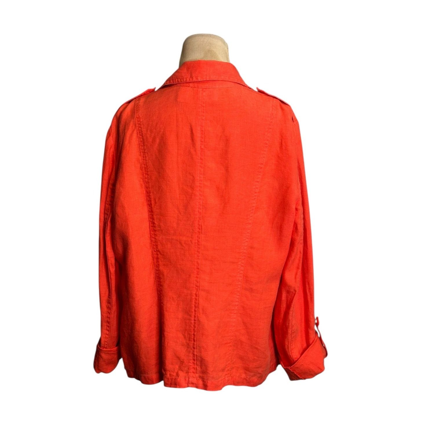 Chicos Chico’s orange linen open front moto jacket size 2 - large Size L / US 10 / IT 46 - 12 Thumbnail
