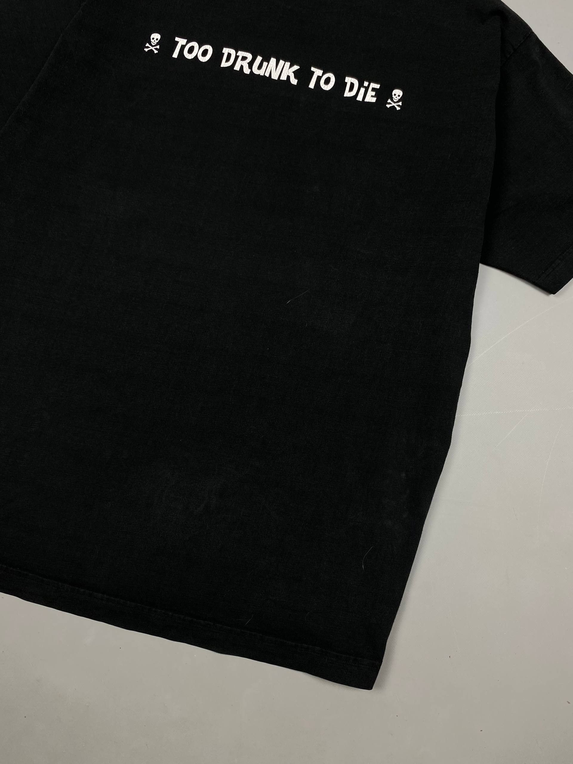 The Unbranded Brand Vintage Los Buffos Biker Tee Black White Too Drunk To Die Size US XL / EU 56 / 4 - 19 Thumbnail