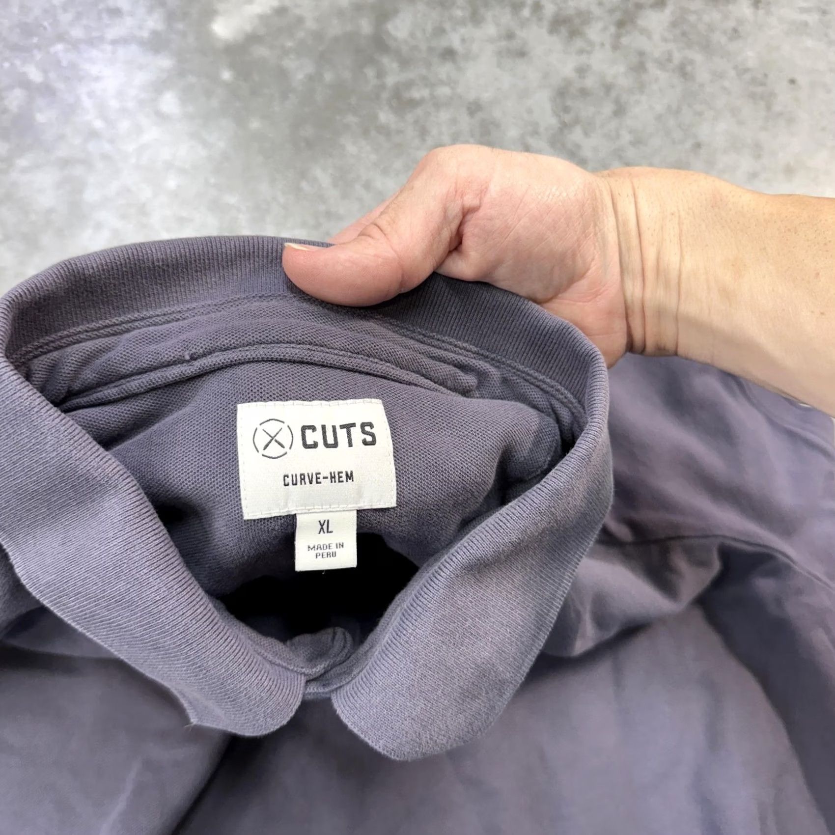 Cuts Cuts Polo Shirt Mens XL Gray Curve Hem Short Sleeve Modern Casual Cotton Peru Size US XL / EU 56 / 4 - 4 Thumbnail