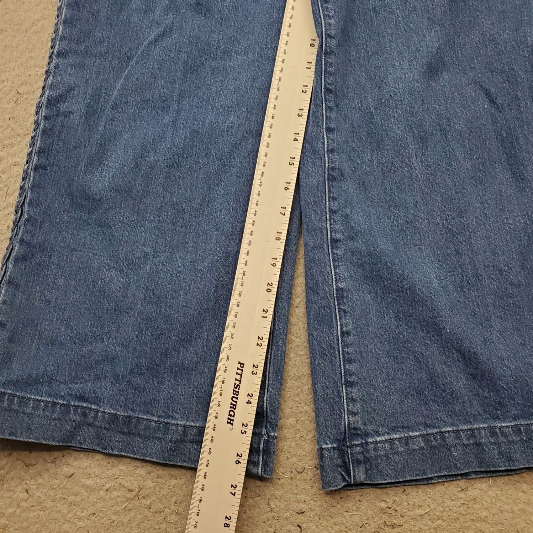 Lands' End Lands' End Jeans Womens 14P Blue Denim Medium Wash Grunge Wide Leg Streetwear Jeans Size 36" / US 14 / IT 50 - 4 Thumbnail