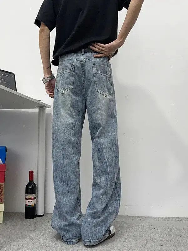 Japanese Brand Retro loose wide leg straight leg jeans Size US 32 / EU 48 - 3 Thumbnail