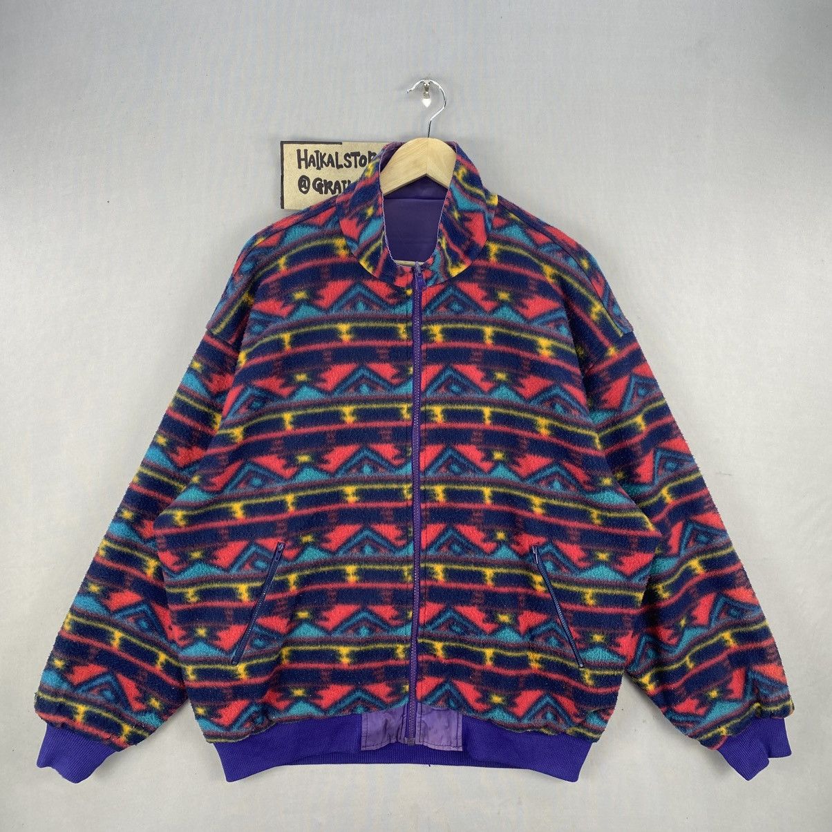 Japanese Brand Vintage C.W.Gear Riversible Navajo Bomber Jacket Size US L / EU 52-54 / 3 - 1 Thumbnail
