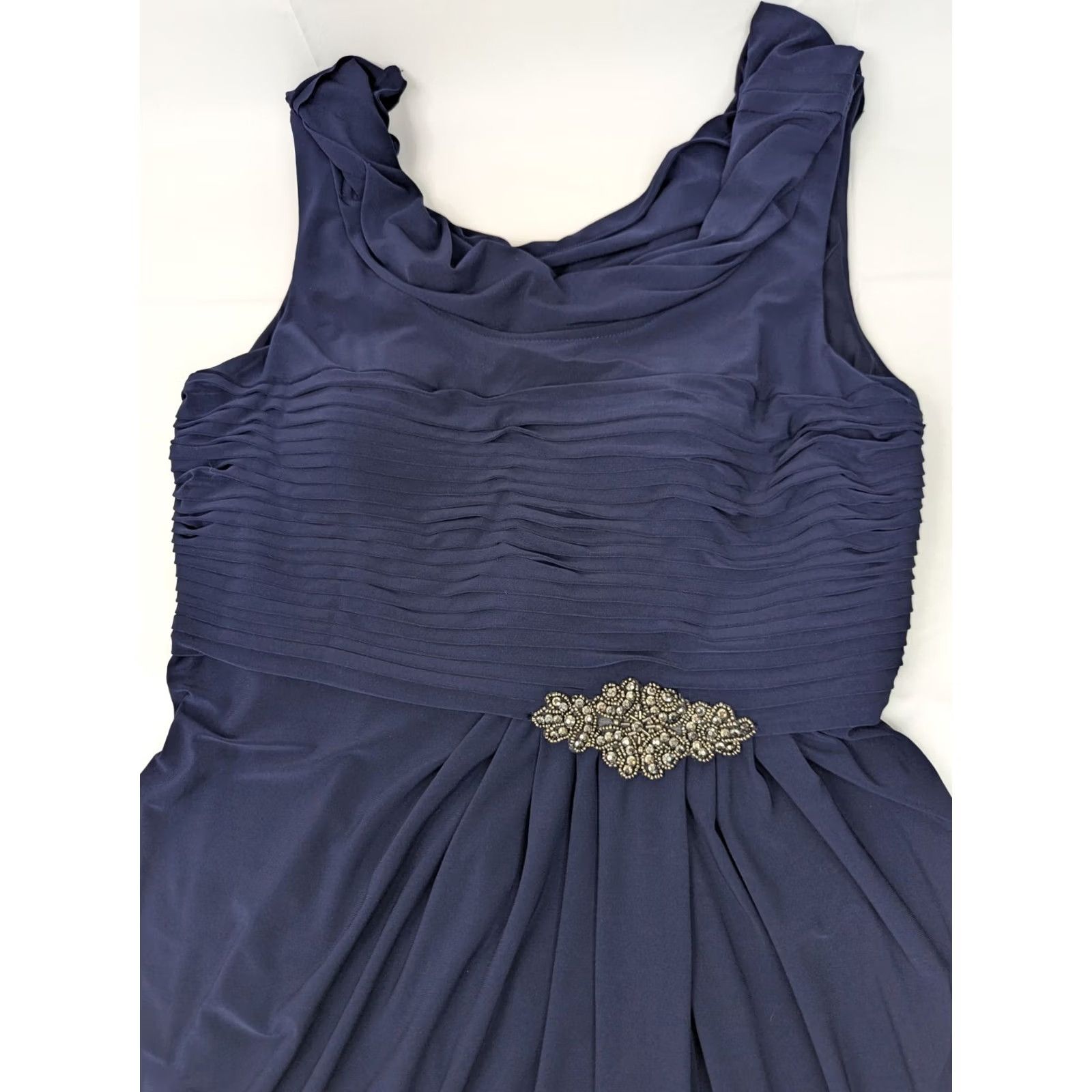 Alex Evenings Alex Evenings Navy Blue Formal Gown Dress Cowl Neck Bodice Maxi, Women 18, Beads Size XXL / US 16-18 / IT 52-54 - 6 Thumbnail