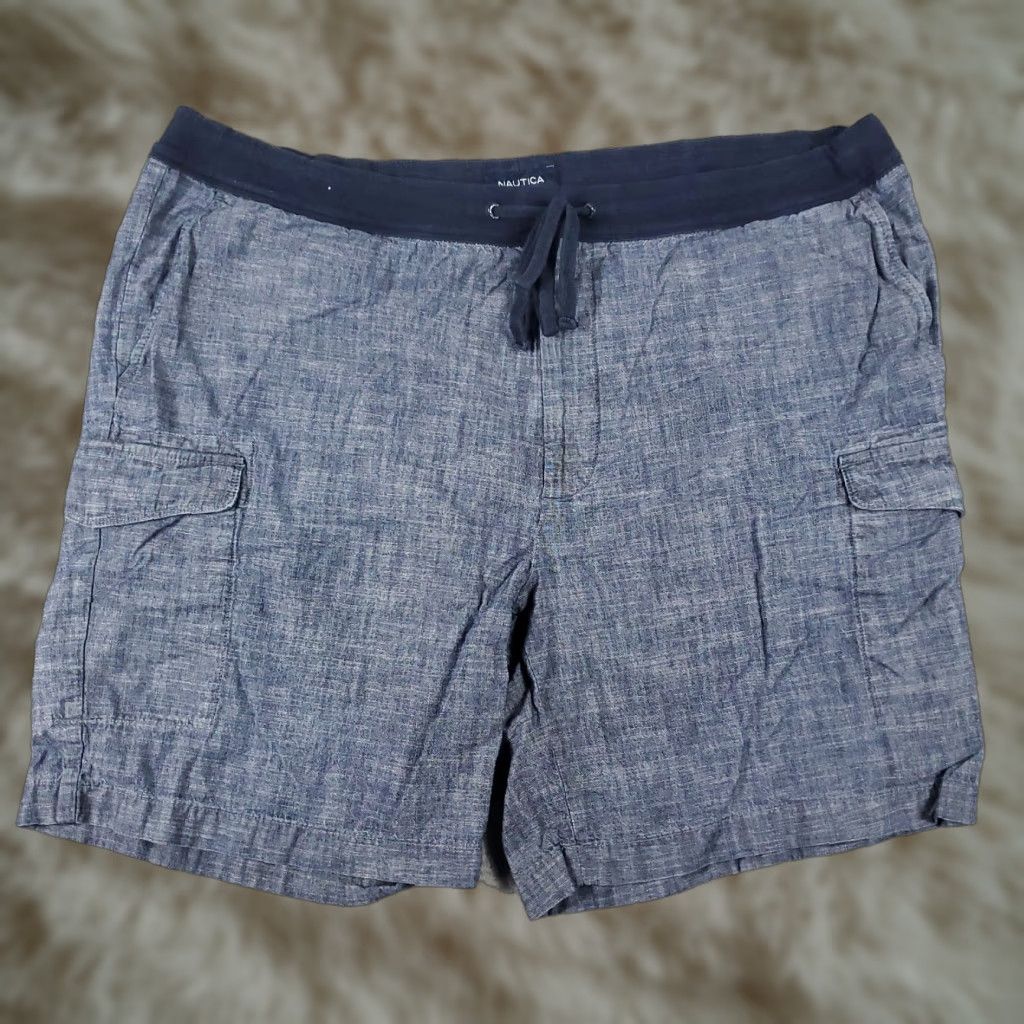 Nautica VINTAGE Nautica Cargo Shorts Mens 2XL Blue Cotton Casual Flat Front Size US 41 - 1 Thumbnail