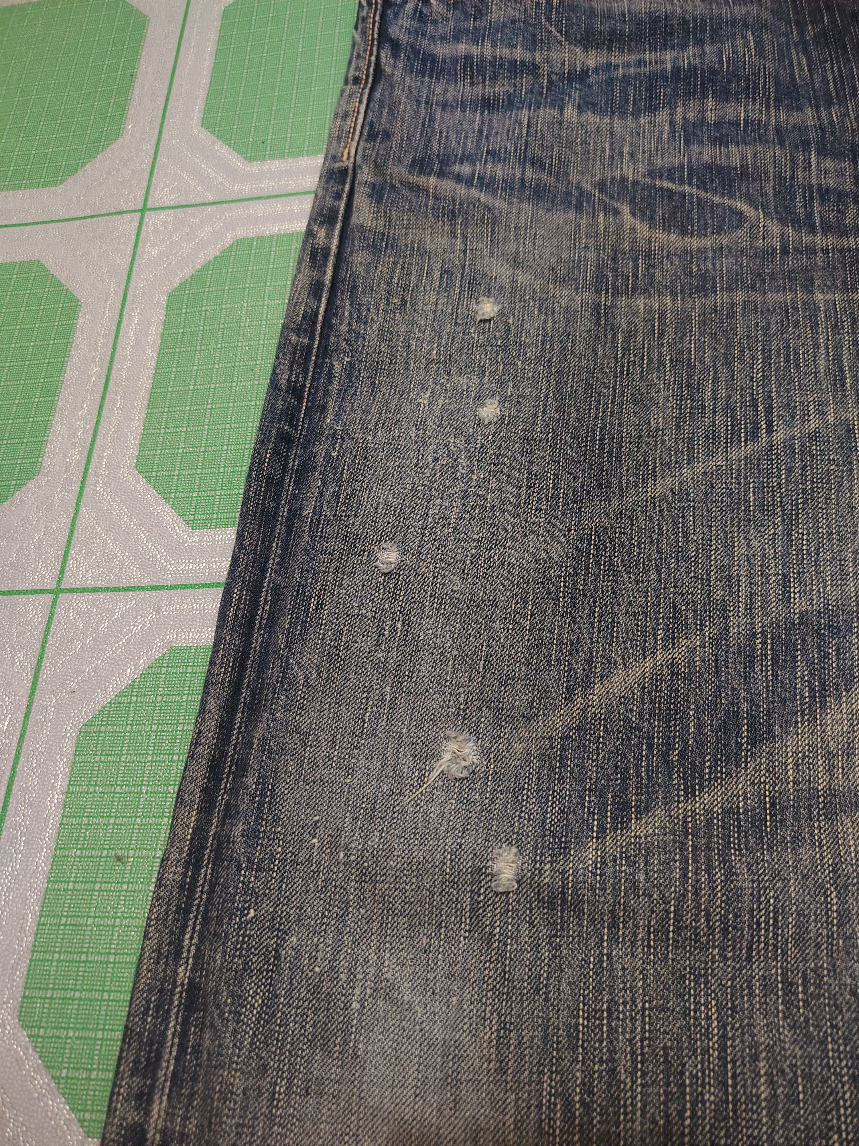 If Six Was Nine Japanese Edwin 503 Blue Trip Flare Jeans Distressed Jeans Size US 31 - 7 Thumbnail