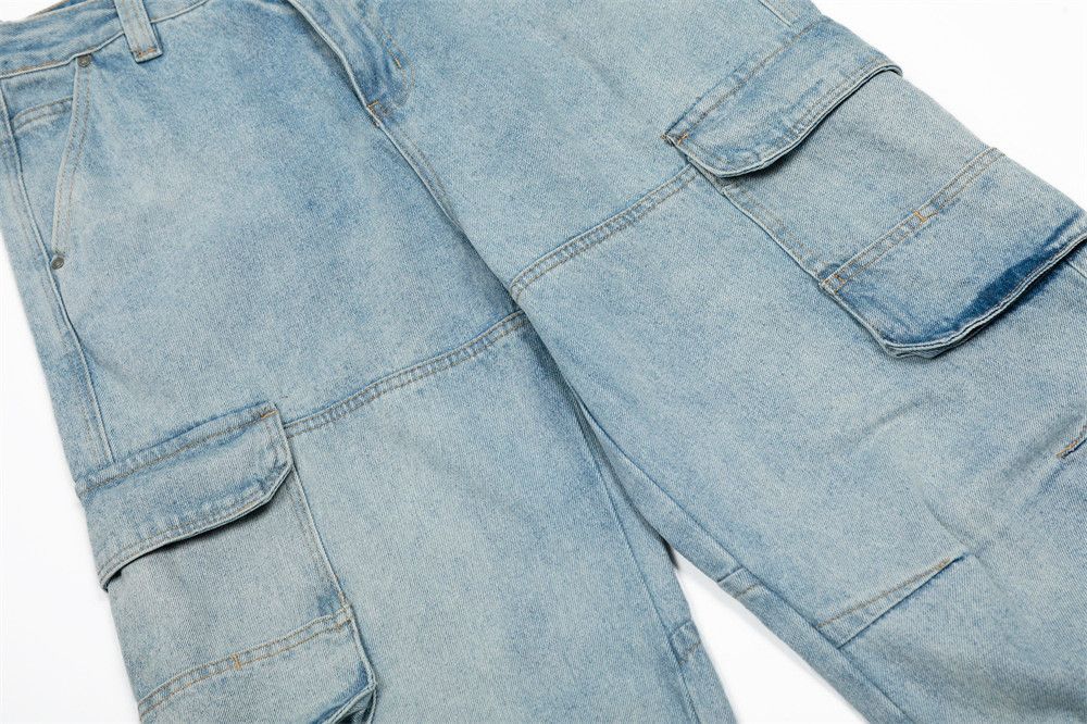 Vintage Punk washed men's distressed straight-leg work jeans Size US 32 / EU 48 - 4 Thumbnail