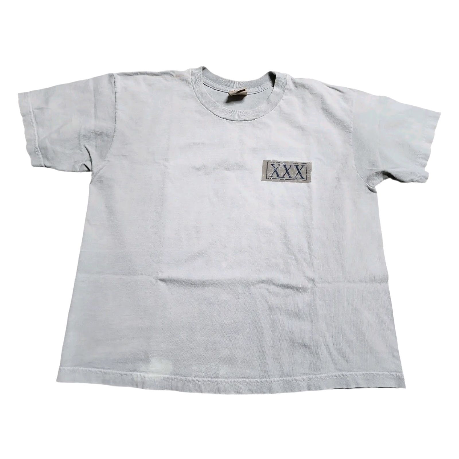 Vintage VINTAGE Triple X Women’s T-Shirt Cropped Short Sleeve Blue Cotton Oversized 90s Distressed Size ONE SIZE - 2 Thumbnail